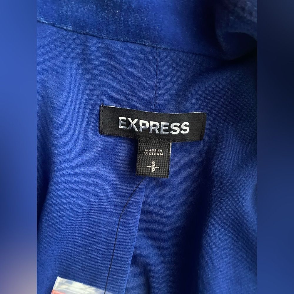 EXPRESS Blue Velvet Double Breasted Button Blazer Jacket Mini Dress Sz Small NEW - Picture 4 of 15